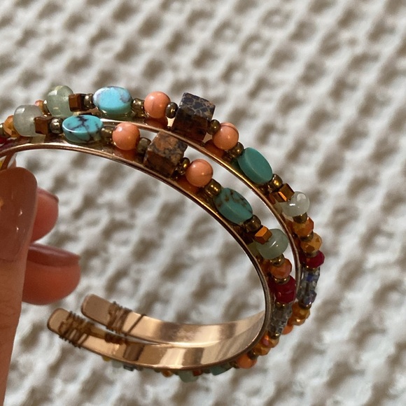 Boho Beaded Hoop Earrings - Picture 4 of 5